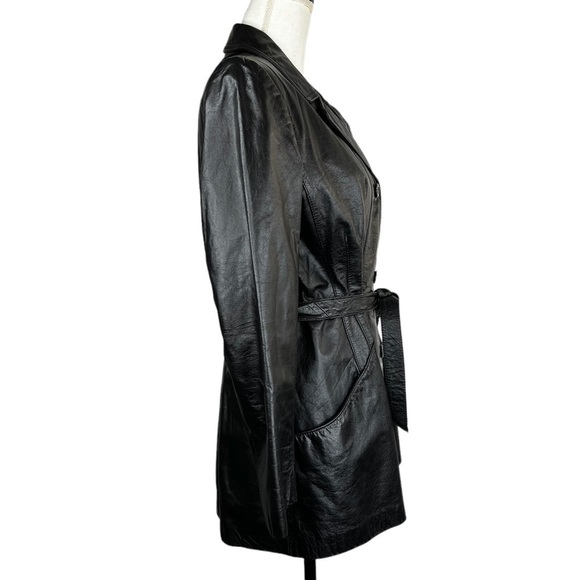 Women’s Genuine Leather Belted Button Up Jacket - Picture 5 of 11